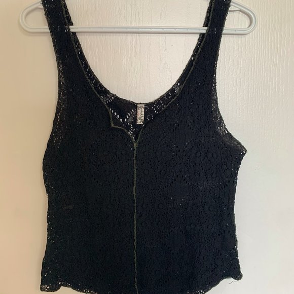 Free People, black knit tank top, medium - Picture 1 of 3